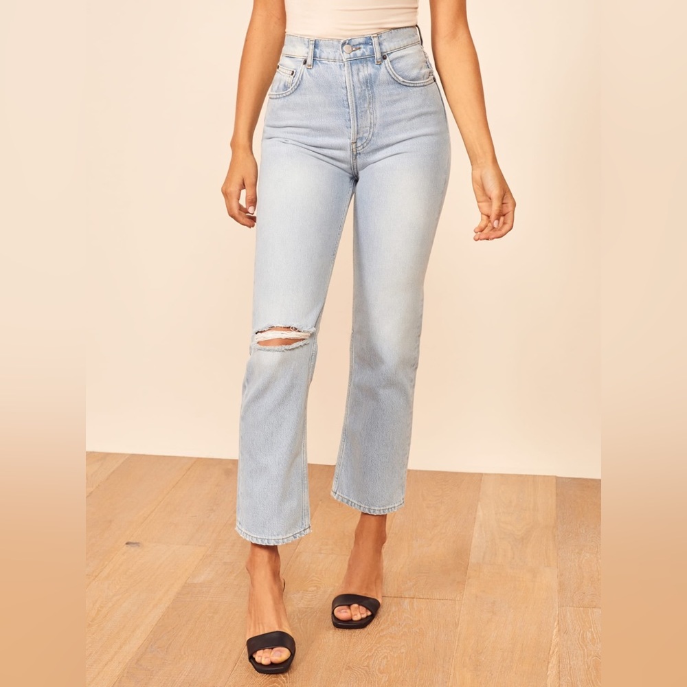 Reformation Cynthia high rise straight leg cropped jeans. - Picture 2 of 2